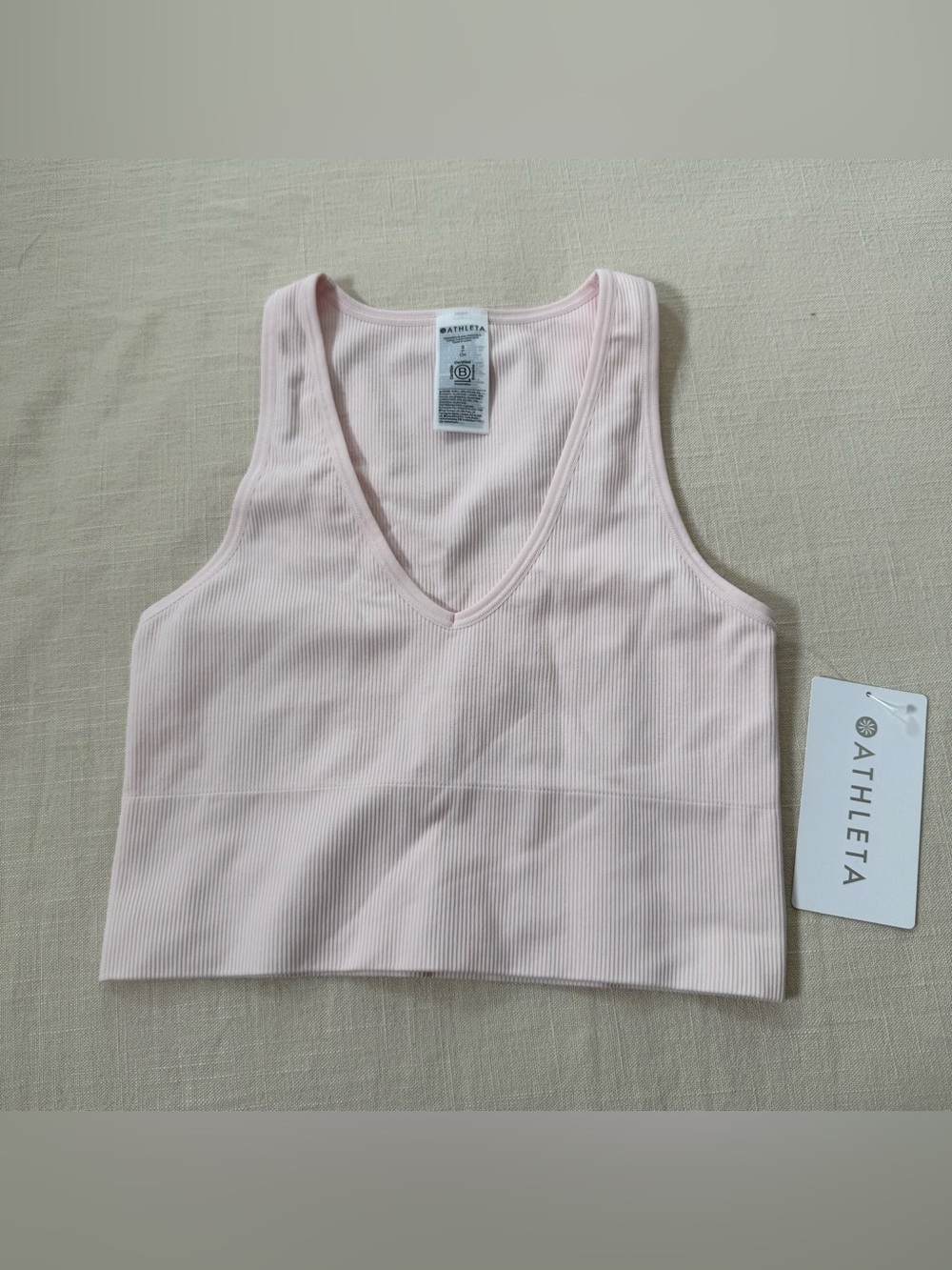 Athleta Aurora Seamless Crop Rib Tank in Light Pink Size Sm Athleisure Active